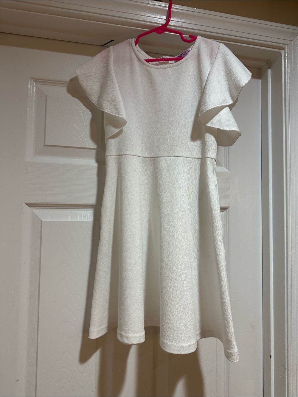 Little Girls' White Flutter-Sleeve Formal Dress